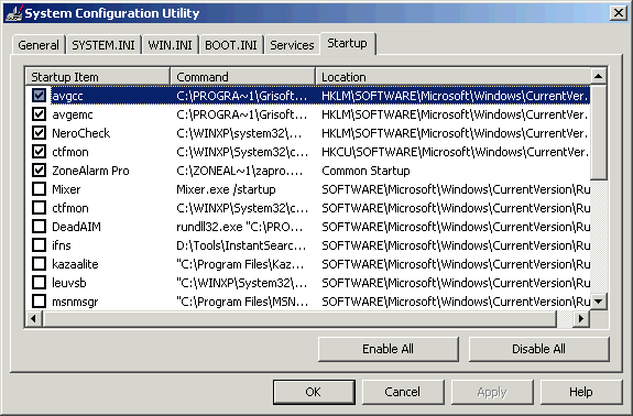 Msconfig Windows 2000