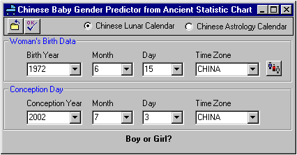 Baby Gender Chinese Birth Chart