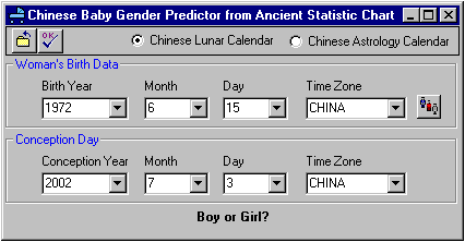 Chinese Baby Gender Selection Chart